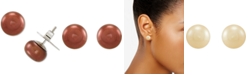 Macy's Cultured Freshwater Button Pearl (10mm) Stud Earrings in Sterling Silver (Available in Multiple Colors)